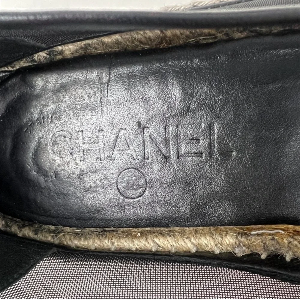 🥰 CC CHANEL mesh black espadrilles 38 - Picture 6 of 7